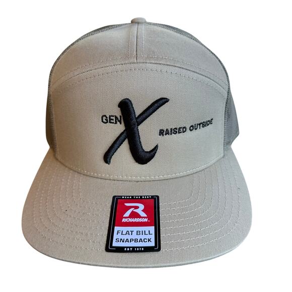 Gen X Trucker Snap Back Hat Raised Outside Flat Bill Richardson Mesh Cap Olive - Picture 1 of 6